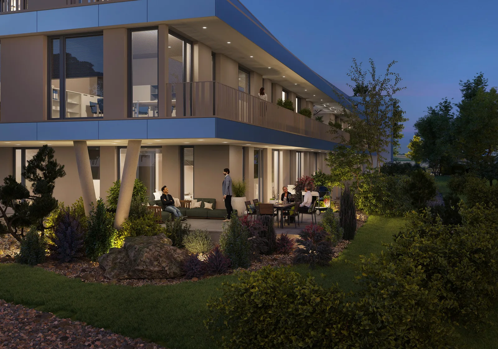 Solid Campus – Visualisierung der Terrasse und angrenzender Gebäude